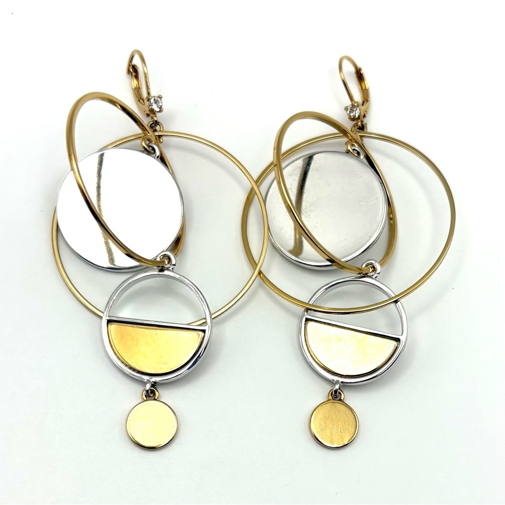 Kate Spade “Set The Tone” Statement Dangle Two-Tone Earrings
